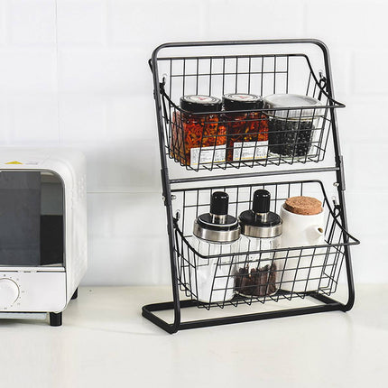2-Tier Kitchen Storage Rack - Detachable Wire Basket Countertop Organiser