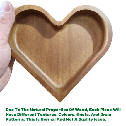 4 Pcs Heart Shaped Solid Wood Serving Tray Set for Candy Nuts Snacks Dry Fruit