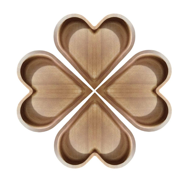 4 Pcs Heart Shaped Solid Wood Serving Tray Set for Candy Nuts Snacks Dry Fruit