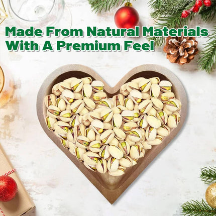 4 Pcs Heart Shaped Solid Wood Serving Tray Set for Candy Nuts Snacks Dry Fruit