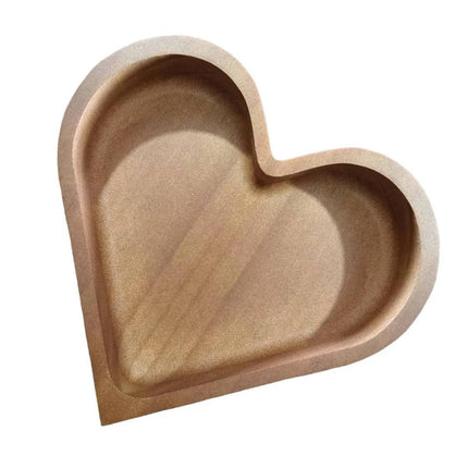 4 Pcs Heart Shaped Solid Wood Serving Tray Set for Candy Nuts Snacks Dry Fruit