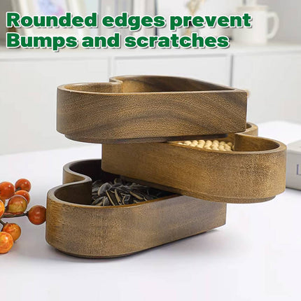 4 Pcs Heart Shaped Solid Wood Serving Tray Set for Candy Nuts Snacks Dry Fruit
