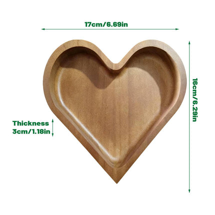 4 Pcs Heart Shaped Solid Wood Serving Tray Set for Candy Nuts Snacks Dry Fruit