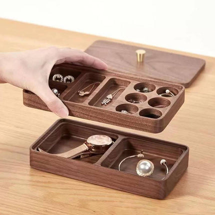Wooden Jewelry Organizer Box Double Layer Dustproof Storage Case For Bracelet
