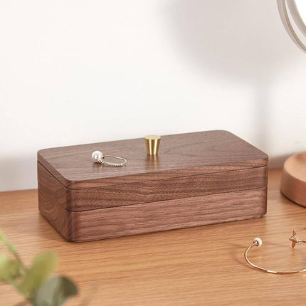 Wooden Jewelry Organizer Box Double Layer Dustproof Storage Case For Bracelet