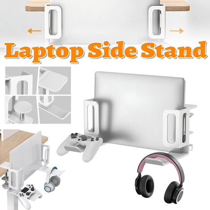 Punch Free Laptop Side Mount Holder Under Desk Aluminium for Tablet Headphone