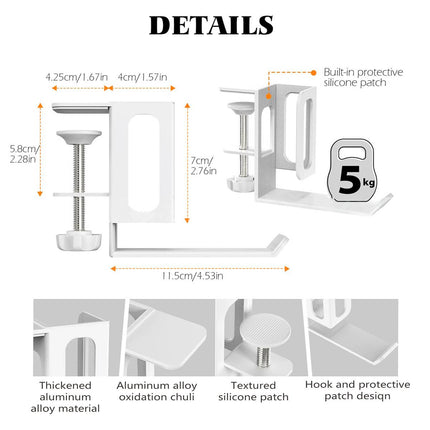 Punch Free Laptop Side Mount Holder Under Desk Aluminium for Tablet Headphone