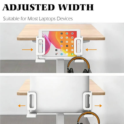 Punch Free Laptop Side Mount Holder Under Desk Aluminium for Tablet Headphone