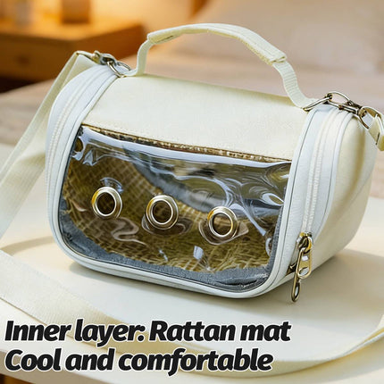 Small Pet Carrying Bag Canvas Rattan Travel Carrier Hamster Bird 20 x 13cm