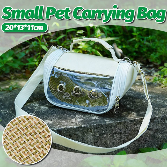 Small Pet Carrying Bag Canvas Rattan Travel Carrier Hamster Bird 20 x 13cm