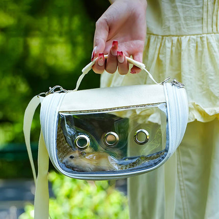 Small Pet Carrying Bag Canvas Rattan Travel Carrier Hamster Bird 20 x 13cm