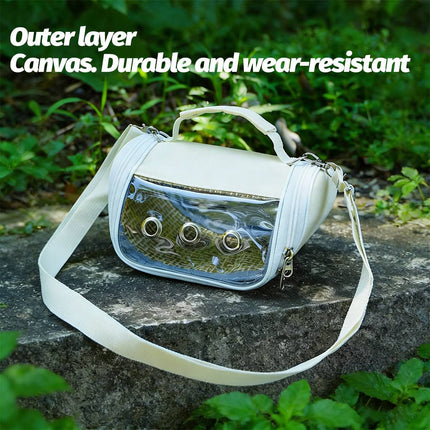 Small Pet Carrying Bag Canvas Rattan Travel Carrier Hamster Bird 20 x 13cm