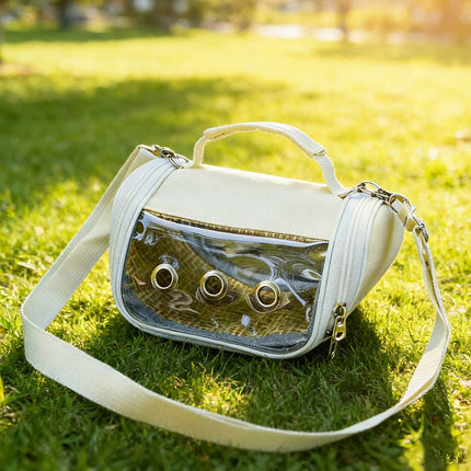 Small Pet Carrying Bag Canvas Rattan Travel Carrier Hamster Bird 20 x 13cm
