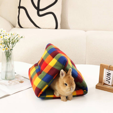 Small Animal Rabbit Hutch Semi Enclosed Hamster House Cozy Warm Sleep Bed Cage