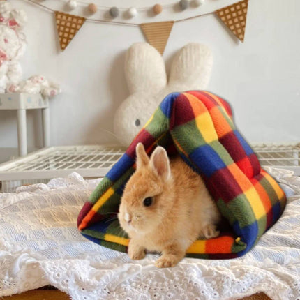 Small Animal Rabbit Hutch Semi Enclosed Hamster House Cozy Warm Sleep Bed Cage