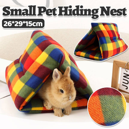 Small Animal Rabbit Hutch Semi Enclosed Hamster House Cozy Warm Sleep Bed Cage