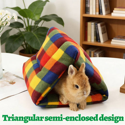 Small Animal Rabbit Hutch Semi Enclosed Hamster House Cozy Warm Sleep Bed Cage