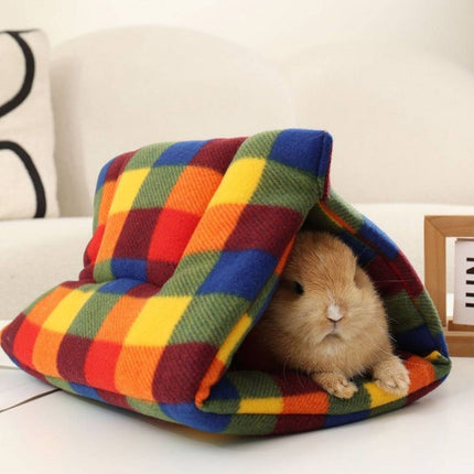 Small Animal Rabbit Hutch Semi Enclosed Hamster House Cozy Warm Sleep Bed Cage