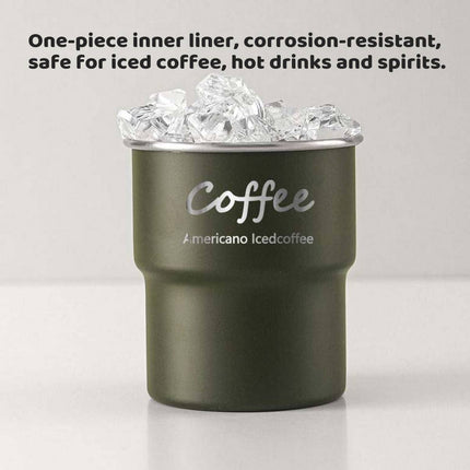 304 Stainless Steel Stackable Camping Cups 300ml Set of 6 - Army Green