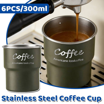 304 Stainless Steel Stackable Camping Cups 300ml Set of 6 - Army Green