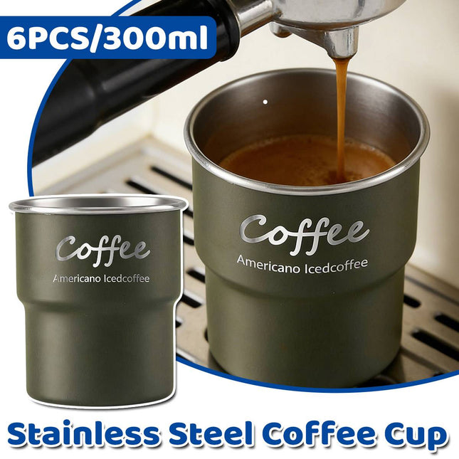 304 Stainless Steel Stackable Camping Cups 300ml Set of 6 - Army Green