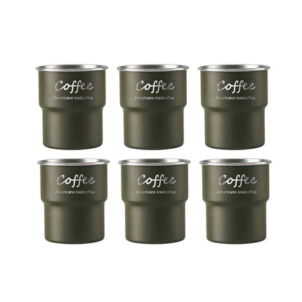 304 Stainless Steel Stackable Camping Cups 300ml Set of 6 - Army Green