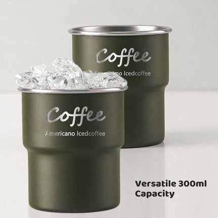 304 Stainless Steel Stackable Camping Cups 300ml Set of 6 - Army Green