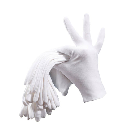 12 Pairs White Cotton Work Gloves Breathable Knit Hand Guard Home Daily Use