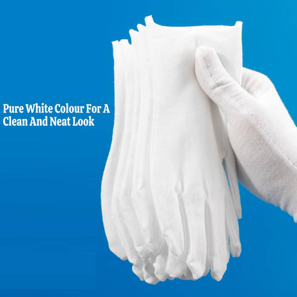 12 Pairs White Cotton Work Gloves Breathable Knit Hand Guard Home Daily Use