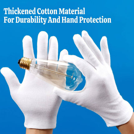 12 Pairs White Cotton Work Gloves Breathable Knit Hand Guard Home Daily Use