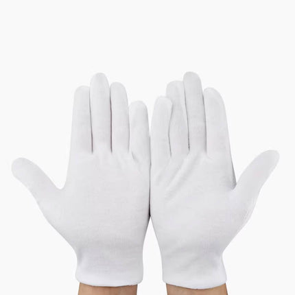 12 Pairs White Cotton Work Gloves Breathable Knit Hand Guard Home Daily Use