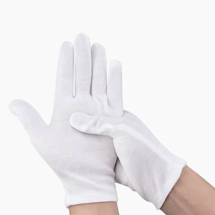 12 Pairs White Cotton Work Gloves Breathable Knit Hand Guard Home Daily Use
