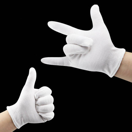 12 Pairs White Cotton Work Gloves Breathable Knit Hand Guard Home Daily Use