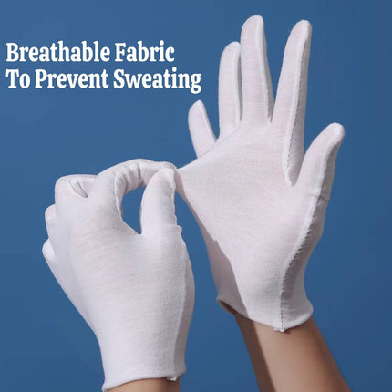 12 Pairs White Cotton Work Gloves Breathable Knit Hand Guard Home Daily Use
