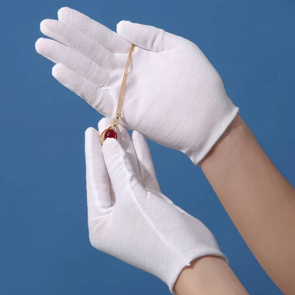 12 Pairs White Cotton Work Gloves Breathable Knit Hand Guard Home Daily Use