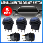 5Pcs/Set 12V 20A Car Spst Auto Marine Boat Round On/Off Rocker Waterproof Switch