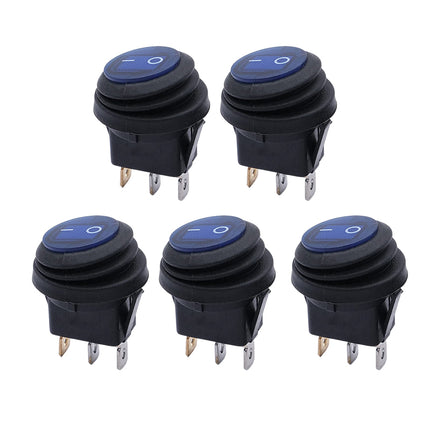 5Pcs/Set 12V 20A Car Spst Auto Marine Boat Round On/Off Rocker Waterproof Switch