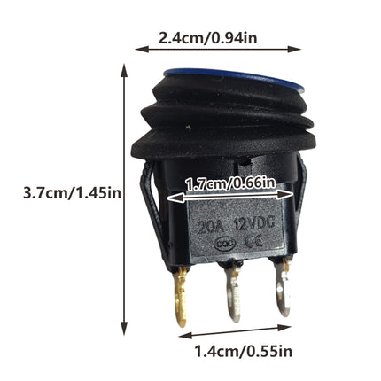 5Pcs/Set 12V 20A Car Spst Auto Marine Boat Round On/Off Rocker Waterproof Switch