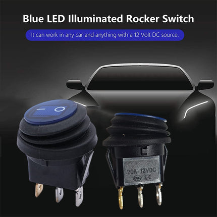 5Pcs/Set 12V 20A Car Spst Auto Marine Boat Round On/Off Rocker Waterproof Switch