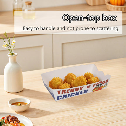 Disposable No Fold Oil Proof Snack Box Leak Resistant Microwave for Fast Food