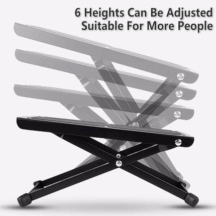 Guitar Foot Rest Pedal Adjustable 6-Position Foldable Stand Support for Players