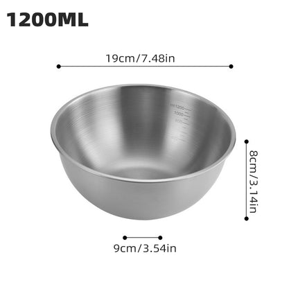 8PCS Stainless Steel Mixing Bowls Set 1200ml Kitchen Prep Measuring Bowls