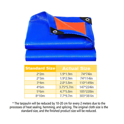 Waterproof Plastic Tarp Cover Heavy Duty Ground Sheet Rainproof Dustproof Blue