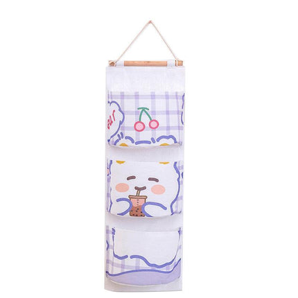 Bear Rabbit Sundry Storage Bag 3 Pockets Door Wall Hanging Organizer Pouch AU - Aimall
