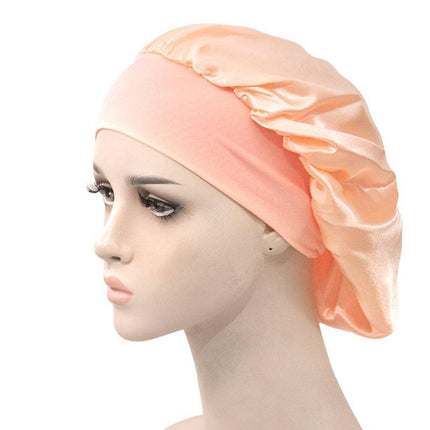 Sleeping Bonnet Hair Wrap Silk Satin Cap Women Elastic Night Soft Hat Headwear - Aimall