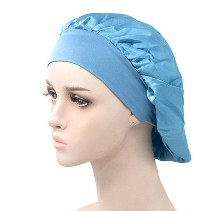 Sleeping Bonnet Hair Wrap Silk Satin Cap Women Elastic Night Soft Hat Headwear - Aimall