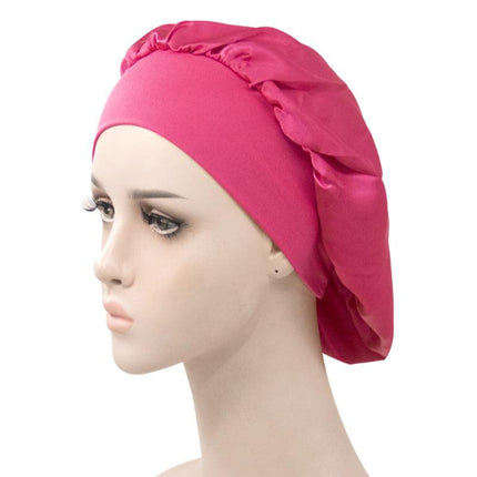 Sleeping Bonnet Hair Wrap Silk Satin Cap Women Elastic Night Soft Hat Headwear - Aimall