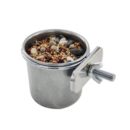 2X 4/5/6Cm Parrot Pet Stainless Steel Food Water Bowl Bird Feeder Crate Cage Aimall