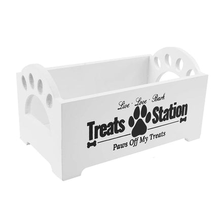 Dog Treat Container Wood Dog Food Storage Box for Cat Dogs with Paw Print Design