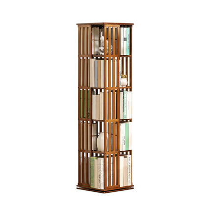 Floor-Standing Rotating Bookshelf Bamboo Durable for Living Room Book Storage